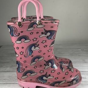 Pre-Owned Kids Unicorn Rain Boots Size 7 – Waterproof, Cute & Ready for Play